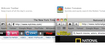 Apple provides examples of Safari extensions