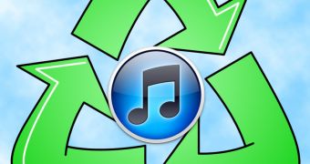 iTunes logo and recycling sign