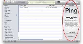 Ping sidebar - a new addition in iTunes 10.0.1 which replaces the Genius sidebar (screenshot)