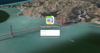Apple Maps Connect login screen