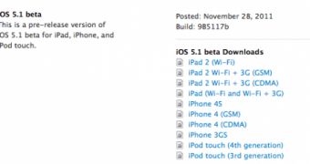 Apple posts iOS 5.1 beta downloads