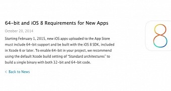 Apple Orders Developers to Support iOS 8, 64-Bit Chips Starting February 1, 2015