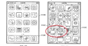 A jailbroken iPhone showing the Installer.app and the SMBPrefs jailbroken app drawn by the patent artist