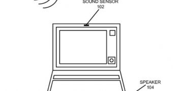 Graphical representation of a laptop using the respective sound sensor