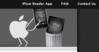iFlowReader application sent to trash by Apple - artwork created by the developers of the app