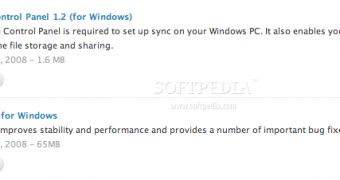 A screenshot of Apple's Downloads page listing the new software updates available for Windows PC users