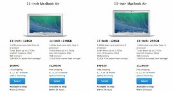 MacBook Air listings on the Apple online store