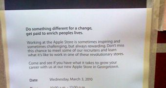 Flyer informing Georgetown University students that Apple is looking for new talents