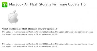 MacBook Air Flash Storage Firmware Update 1.0 on Apple Support