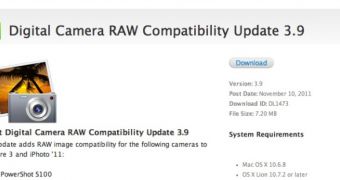 Digital Camera RAW Compatibility Update 3.9 available for download