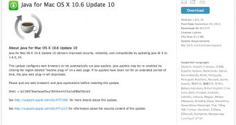 Java for Mac OS X 10.6 Update 10 (screenshot)