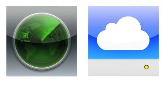 Find My iPhone, MobileMe iDisk application icons