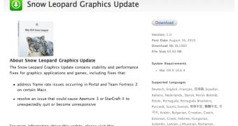 Snow Leopard Graphics Update now available from Apple's Downloads section - screenshot