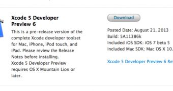 xcode 5 Developer Preview 6 available on the Mac Dev Center