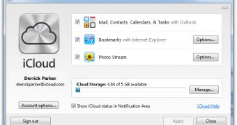 iCloud Control Panel 2.1.3 for Windows Vista screenshot