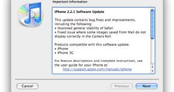 iPhone Software Update dialog