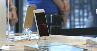 iPhone 6 Plus units on display at an Apple Retail Store