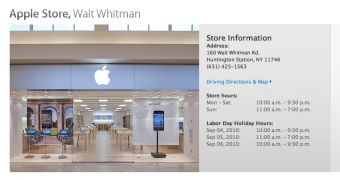 Screenshot of the web page featuring Apple's Walt Whitman retail store