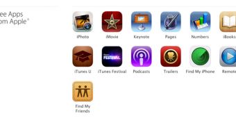 Apple lists the free (first-party) apps available for iOS devices from the App Store