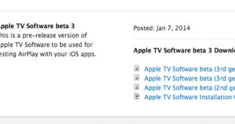Apple TV Software Beta 3 download invitation