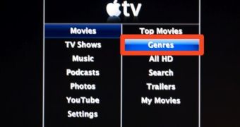 Apple TV interface. New feature: Genres