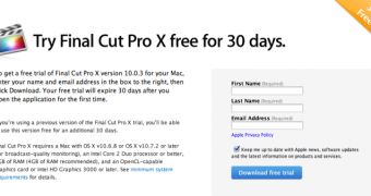Final Cut Pro X Trial download page