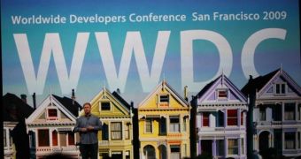 Phil Schiller delivering the WWDC 09 keynote address