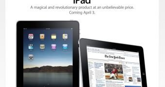 iPad features on the Apple website; notice the new iPad button in the site's navigation bar