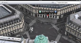 Paris, 3D Flyover view in Apple Maps