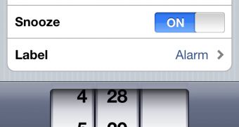 iOS alarm clock application (screenshot)