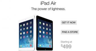 Apple's iPad Air shown on the Staples website