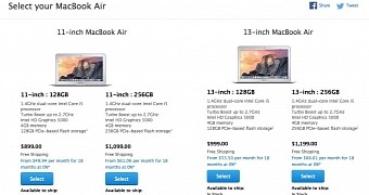 MacBook Air selector (Apple Online Store)