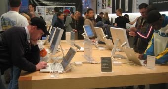 Potential clients in an Apple retail store