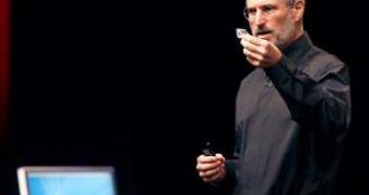 Steve Jobs during one of his keynote addresses