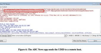 Smith demonstrates how the ABC News app sends the UDID to a remote host