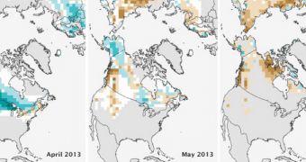 Sea ice anomalies for spring 2013 in the Arctic