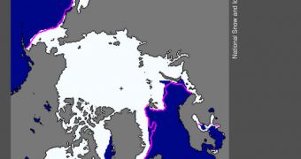 Arctic sea ice extent for January 2011 was 13.55 million square kilometers (5.23 million square miles)