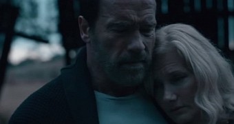 Arnold Schwarzenegger in a still from the trailer for “Maggie”