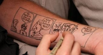 Patrick Yurick has gotten a unique tattoo of a blank comic book strip