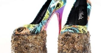 Artist INSA designs pair of 10-inch stilettos, with soles made of elephant dung