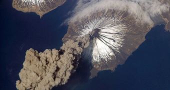 Ash and gas plumes coming out of volcanoes twist in very much the same way a tornado does