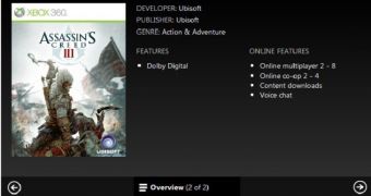 The Assassin's Creed III listing on Xbox.com