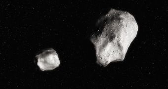 Image showing a recently-formed asteroid binary system