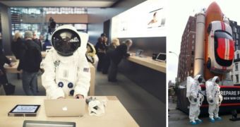 Astronaut in the Apple store