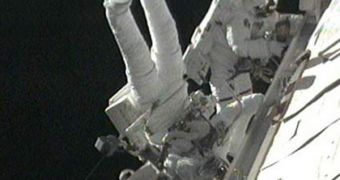 Bresnik and Satcher seen in this picture during STS-129's third and final spacewalk