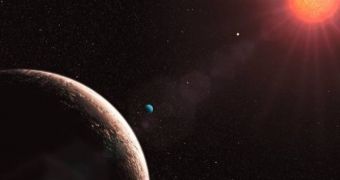 At an orbital distance of just 0.03 AU from its parent star, Gliese 581 e is unlikely to possess an atmosphere, and is well out of the habitable zone