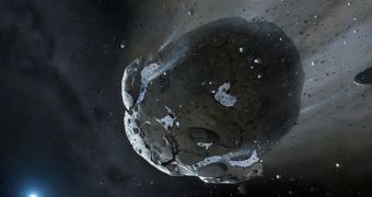 Artist impression of the water asteroid