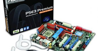 The P5E3 Premium motherboard comes in a sleek box