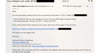 Estimate shipping date provided by Amazon for the Asus Transformer Prime