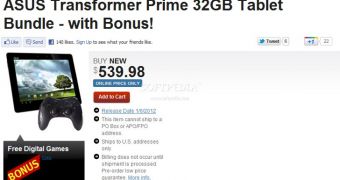 Asus Transformer Prime tablet up for pre-order at GameStop